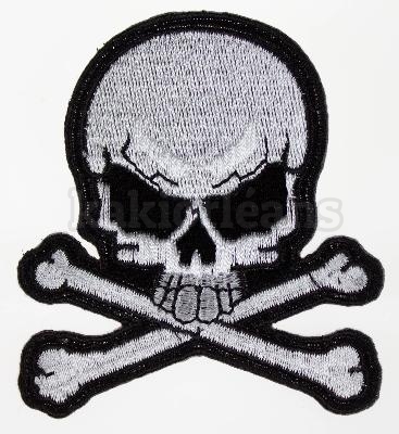 Ecusson brodé tête de mort en tissu  (petit modèle).