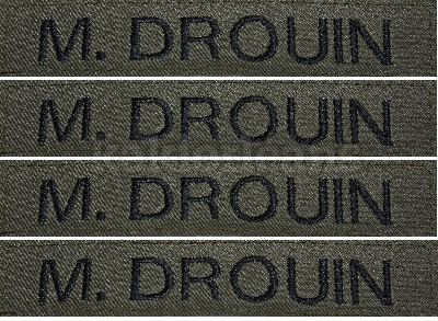 Lot de 4 Bandes patronymiques sur fond tissu Kaki