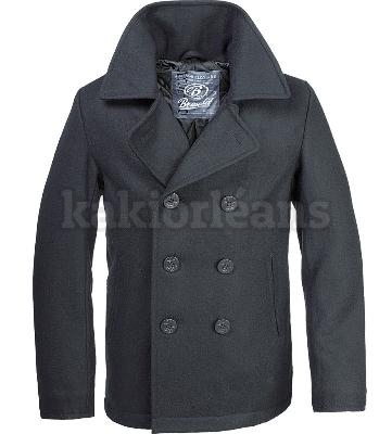 Manteau caban Marine laine Pea Coat Noir - Brandit