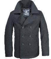 Manteau caban Marine laine Pea Coat Noir - Brandit